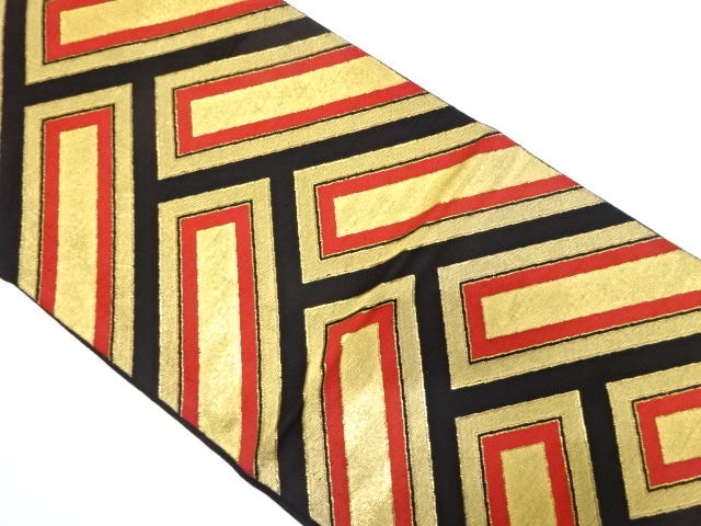 JAPANESE KIMONO / ANTIQUE FUKURO OBI / WOVEN HIGAKI PATTERN